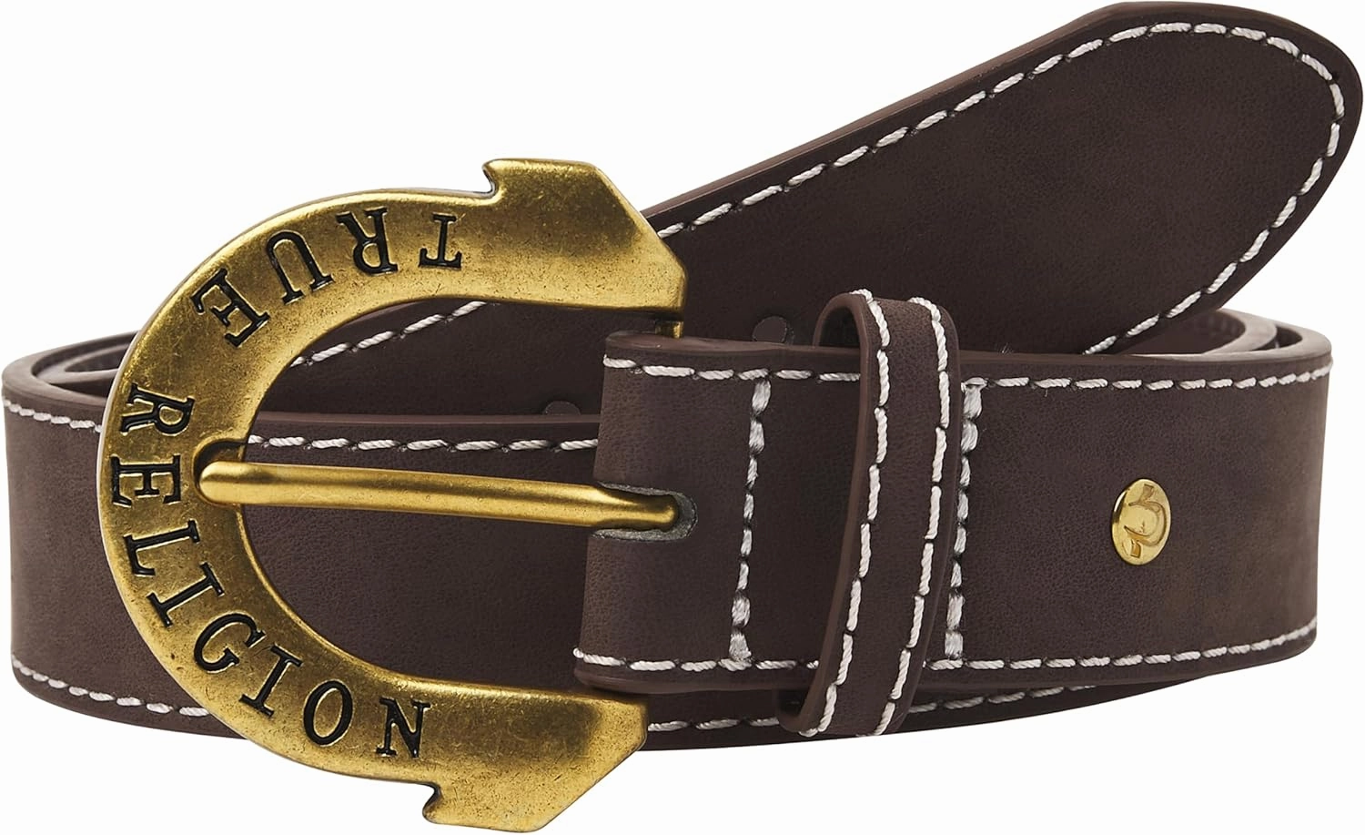 True Religion Belts for Women Womens Belts for Jeans Black Belt Engraved Horseshoe Buckle