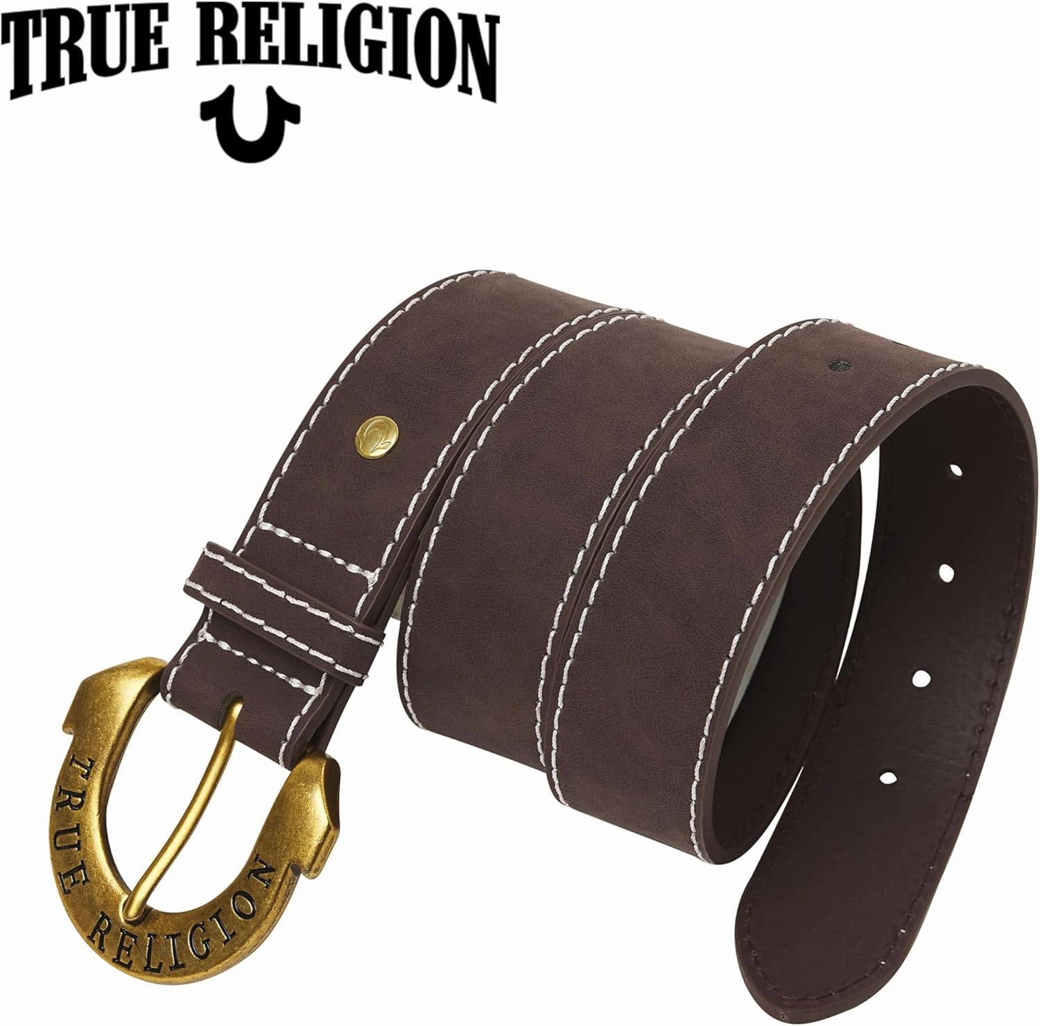 True Religion Belts for Women Womens Belts for Jeans Black Belt Engraved Horseshoe Buckle