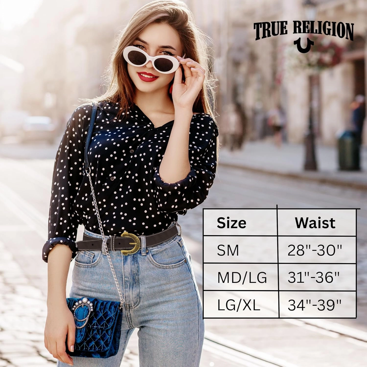 True Religion Belts for Women Womens Belts for Jeans Black Belt Engraved Horseshoe Buckle