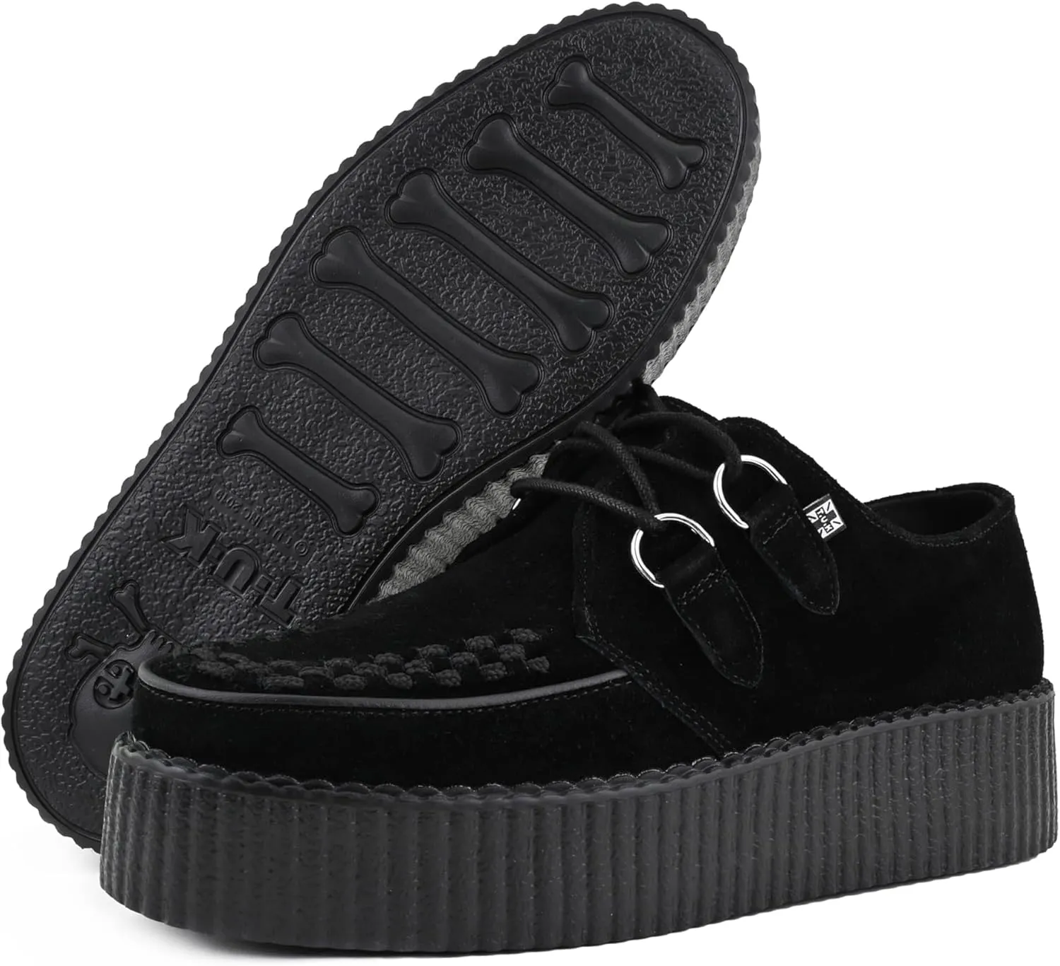 T.U.K. Suede Viva Mondo Creepers Shoes for Women and Men, Lace Up Platform Shoes