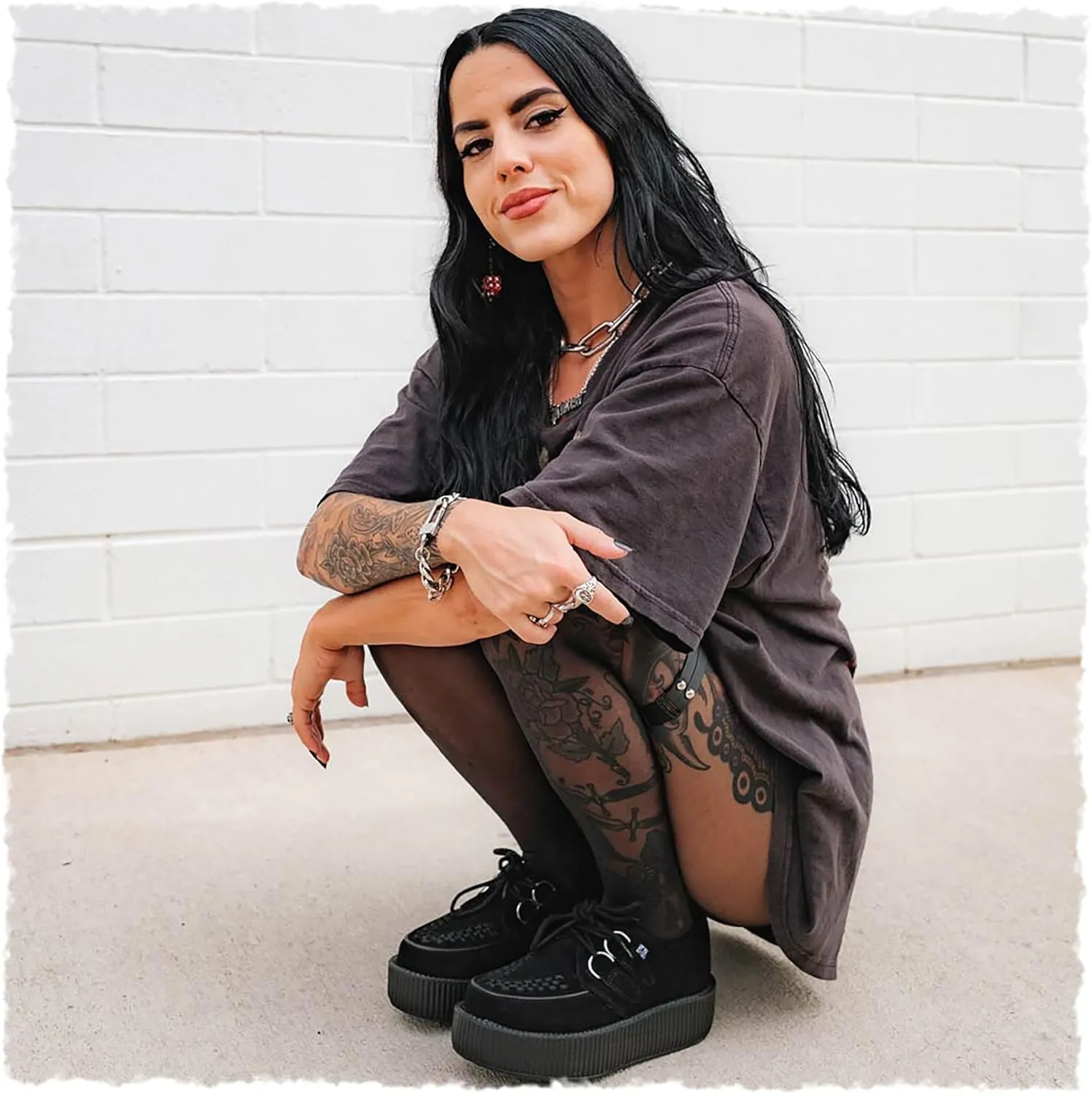 T.U.K. Suede Viva Mondo Creepers Shoes for Women and Men, Lace Up Platform Shoes