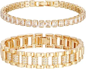 Two bracelets/sets, personalized women's thick chain bracelet - watch bracelet bracelet jewelry for lovers girlfriend wife mother sister couples gift