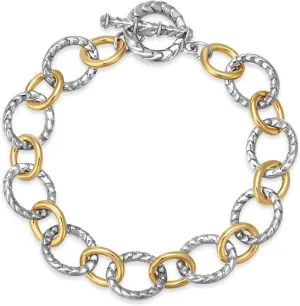 Two Tone Chain Link Bracelet Italian Designer Inspired Silver Gold Twisted Rope Statement Chunky Bracelets for Women Fashion Jewelry Gift