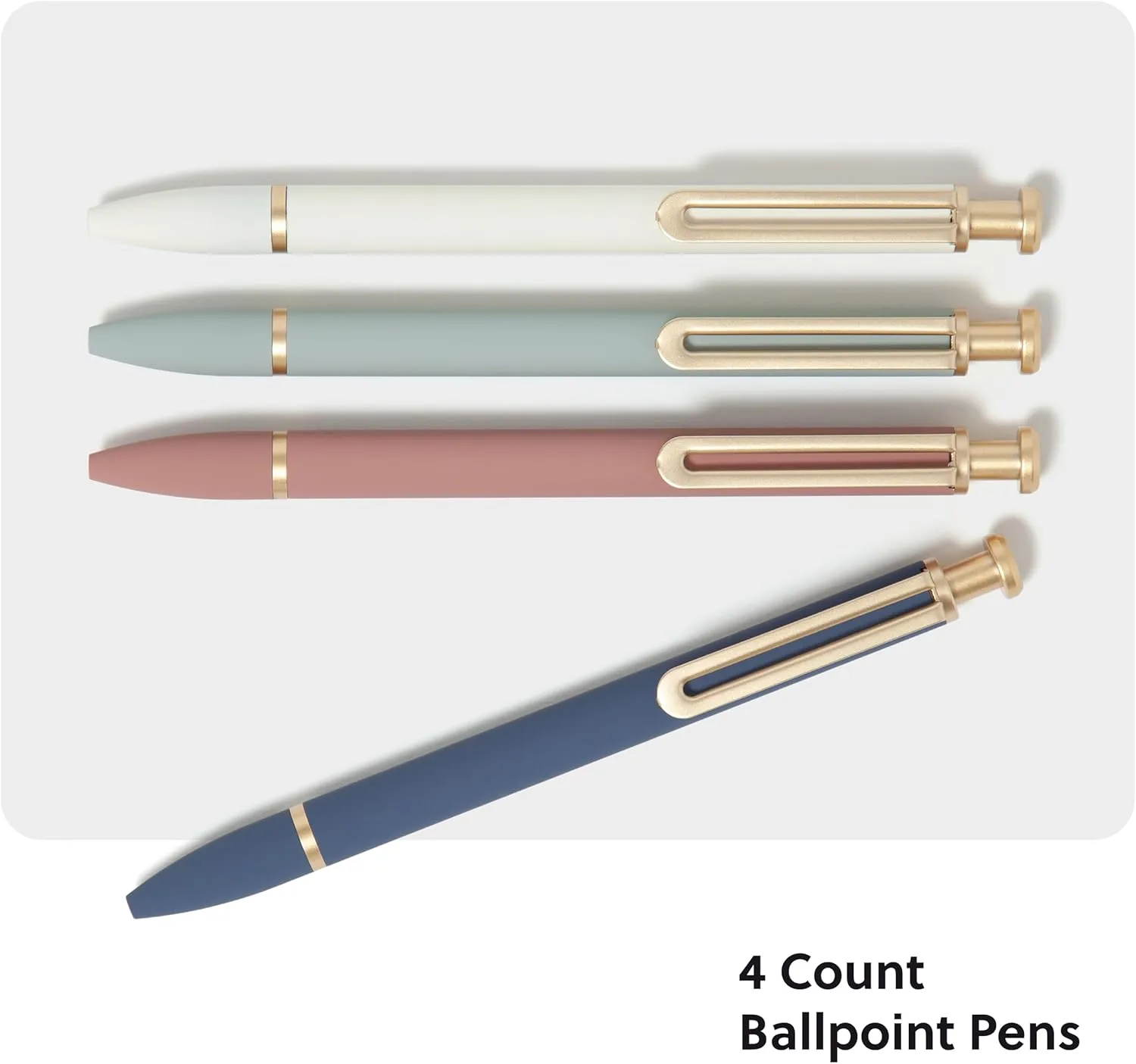 U Brands Monterey Ballpoint Pens, 6 Count, Atlantis Hue, Soft Touch, Gold Details, Bold (1.0 mm) Point, Black Ink