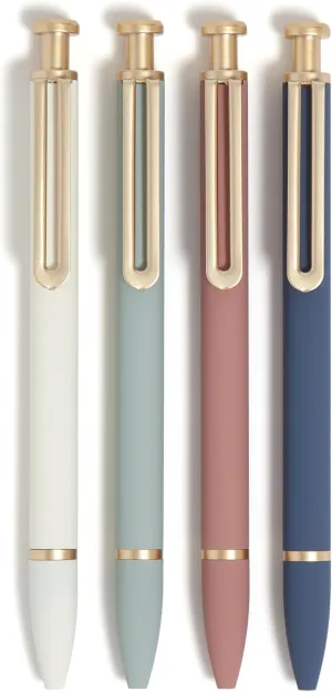 U Brands Monterey Ballpoint Pens, 6 Count, Atlantis Hue, Soft Touch, Gold Details, Bold (1.0 mm) Point, Black Ink