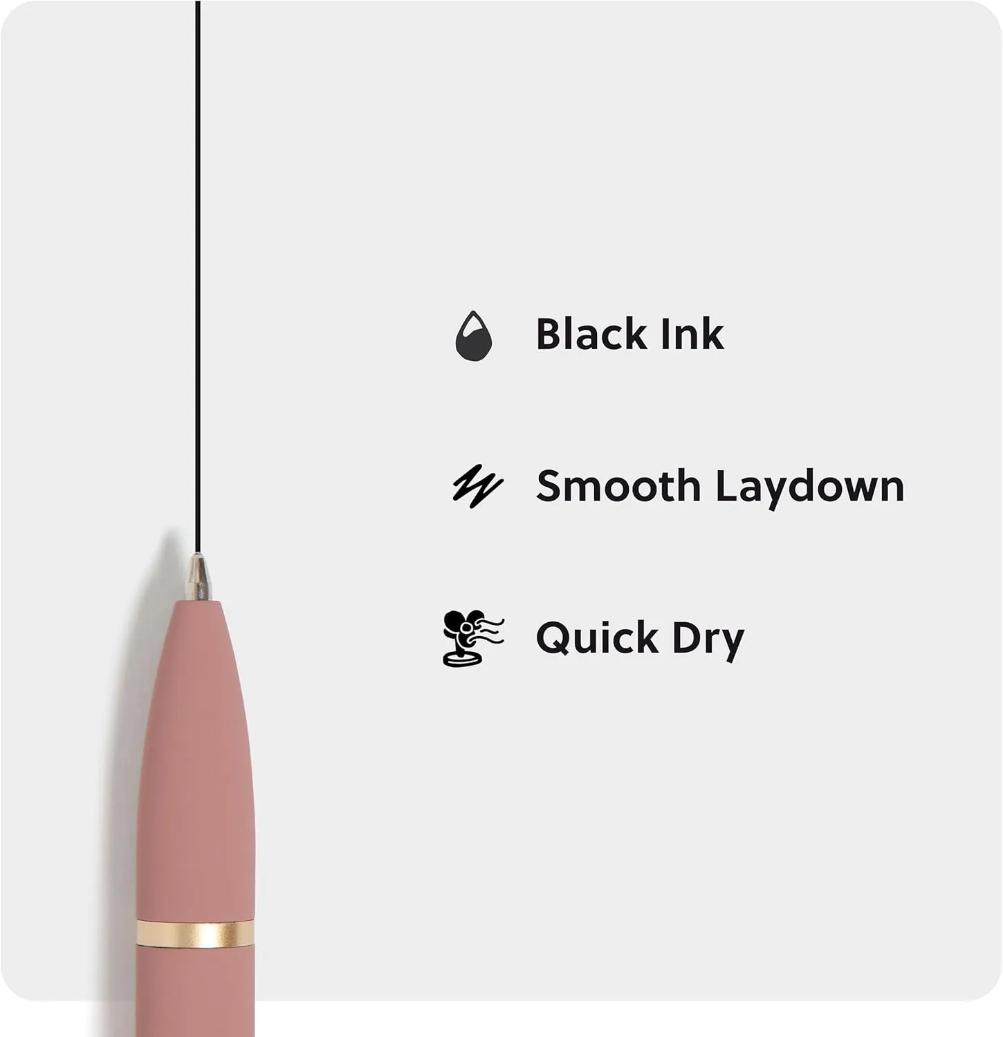 U Brands Monterey Ballpoint Pens, 6 Count, Atlantis Hue, Soft Touch, Gold Details, Bold (1.0 mm) Point, Black Ink