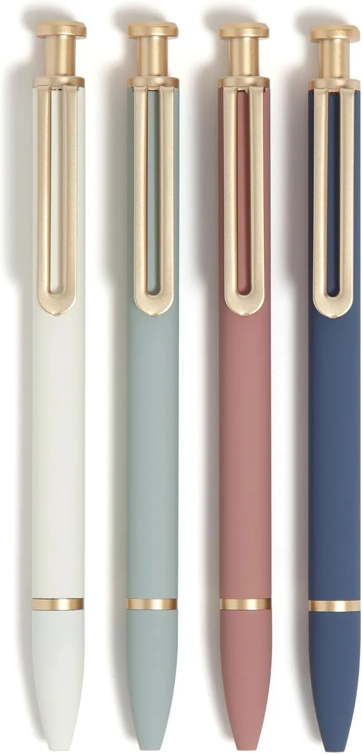 U Brands Monterey Ballpoint Pens, 6 Count, Atlantis Hue, Soft Touch, Gold Details, Bold (1.0 mm) Point, Black Ink