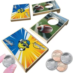Ultimate Party Pack Football Edition | Pocket Mini Game Set Plus 12 Coin Pack with 2 Table-Saver Coasters
