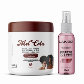 Ultimate Curl Revival Bundle – 500g Mel Cola Curl Definer &   Lanox Magic Drops Hair Serum (60ml) – Deep Hydration, Curl Definition & Frizz Control for Curly, Wavy & Coily Hair