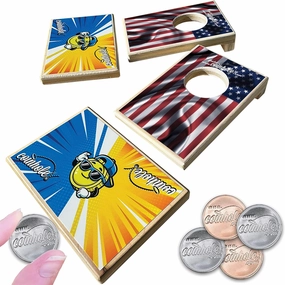 Ultimate Party Pack American Flag Edition | Pocket Mini Game Set Plus 12 Coin Pack with 2 Table-Saver Coasters