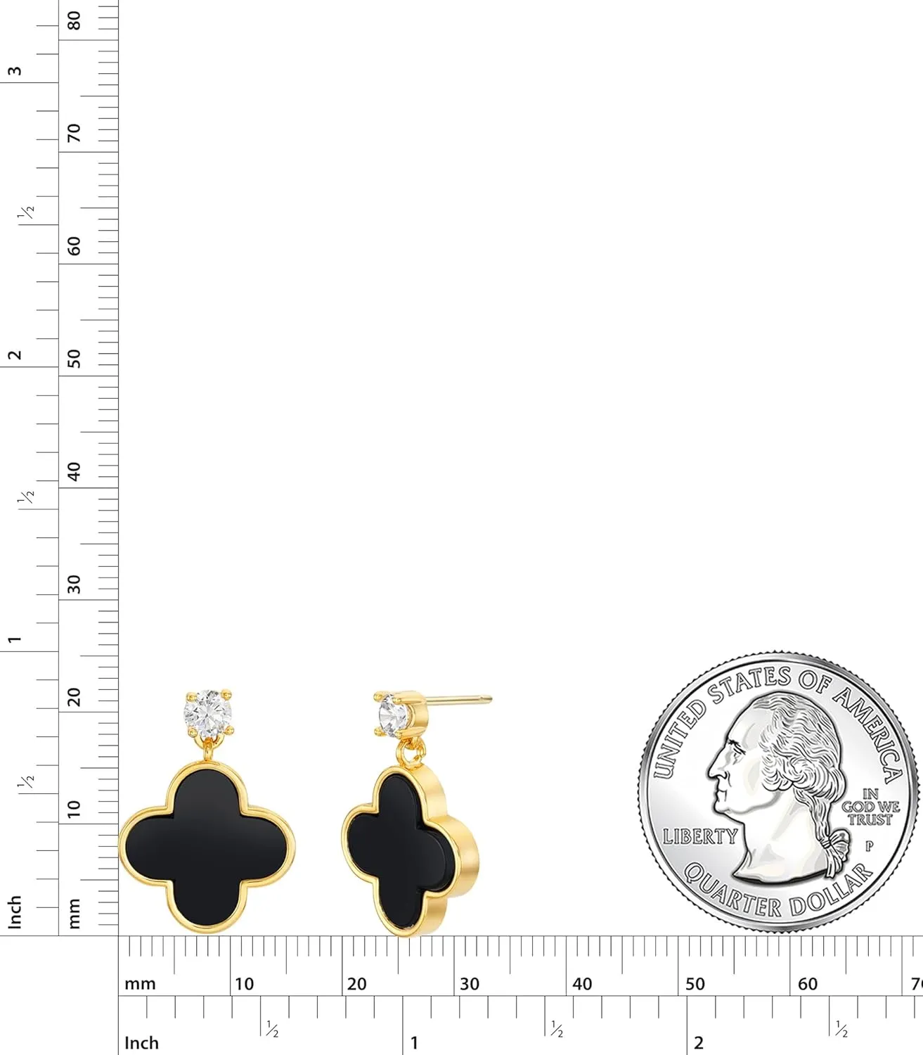Unique Earrings for Women Trendy, 14K Gold Plated Four Leaf Clover Heart Butterfly Stud Dangle Earrings, Black Onyx White Huggie Earrings Birthday Christmas Valentine's Day Jewelry Gifts