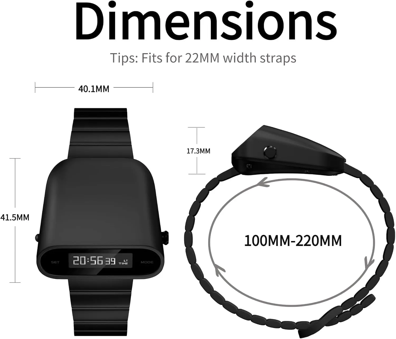 Unique Metal Watch, OLED Display Men Digital Watches, Lift-to-Wake Screen, Stainless Steel Strap