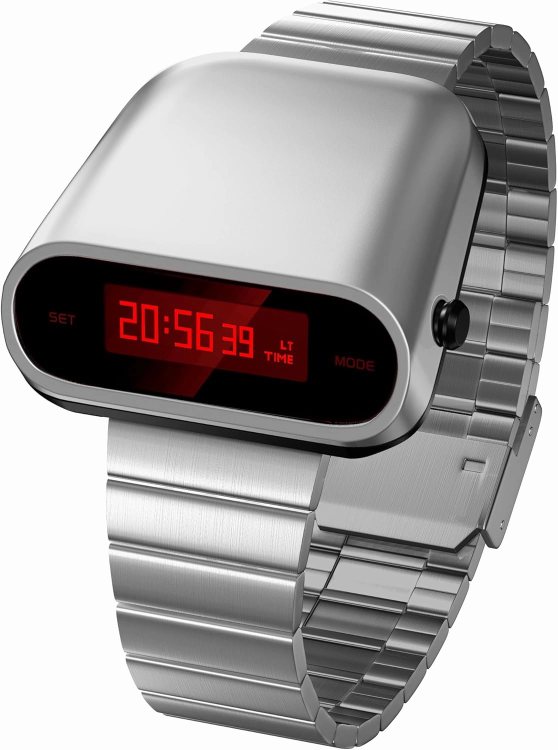 Unique Metal Watch, OLED Display Men Digital Watches, Lift-to-Wake Screen, Stainless Steel Strap