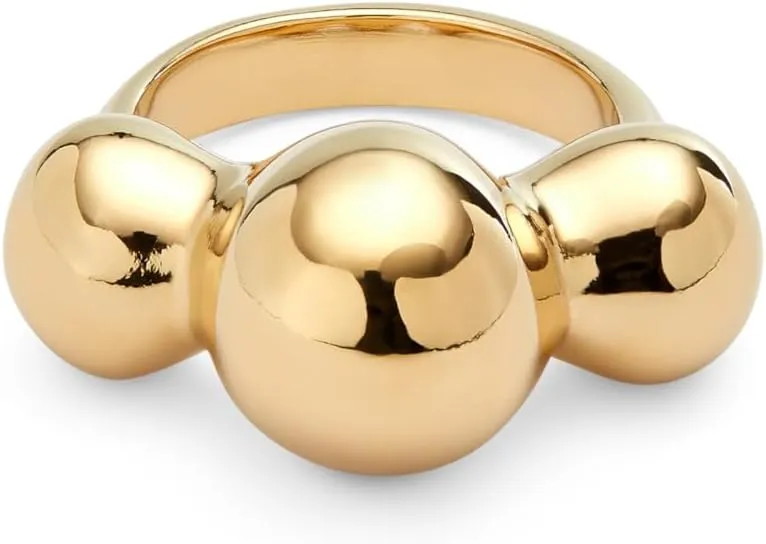 Uno de 50 Modern Triple Bubble Statement Ring, 18K Gold-Plated, Bold Spherical Design