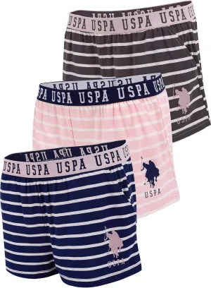 U.S. Polo Assn. Womens 3 Pack Elastic Waistband Pajama Sleep Shorts-Lounge