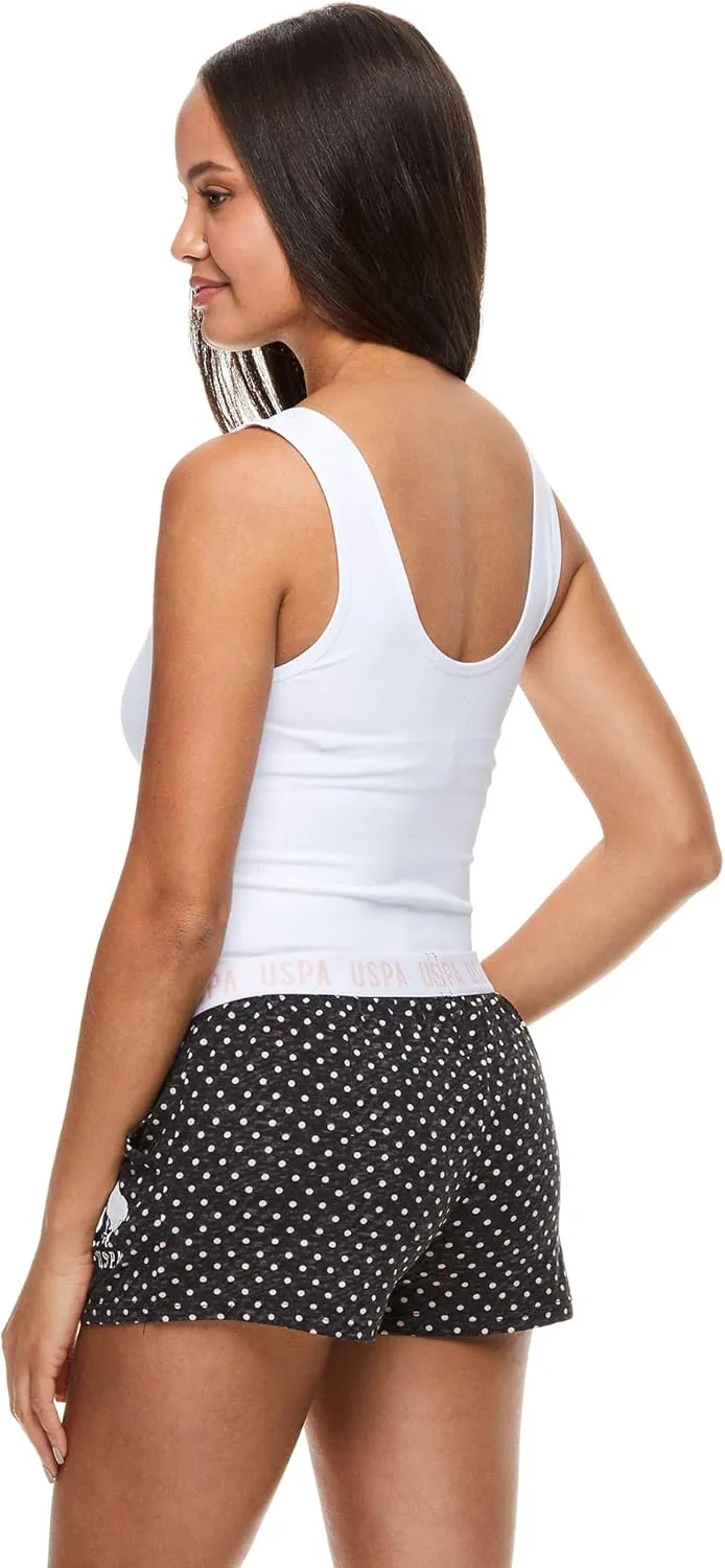 U.S. Polo Assn. Womens 3 Pack Elastic Waistband Pajama Sleep Shorts-Lounge