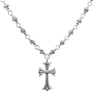 Varenci Silver Cross Necklace Pendant Necklace Chrome Cross 925 Silver Cross Necklace for Men Women 22 inch