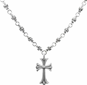 Varenci Silver Cross Necklace Pendant Necklace Chrome Cross 925 Silver Cross Necklace for Men Women 22 inch