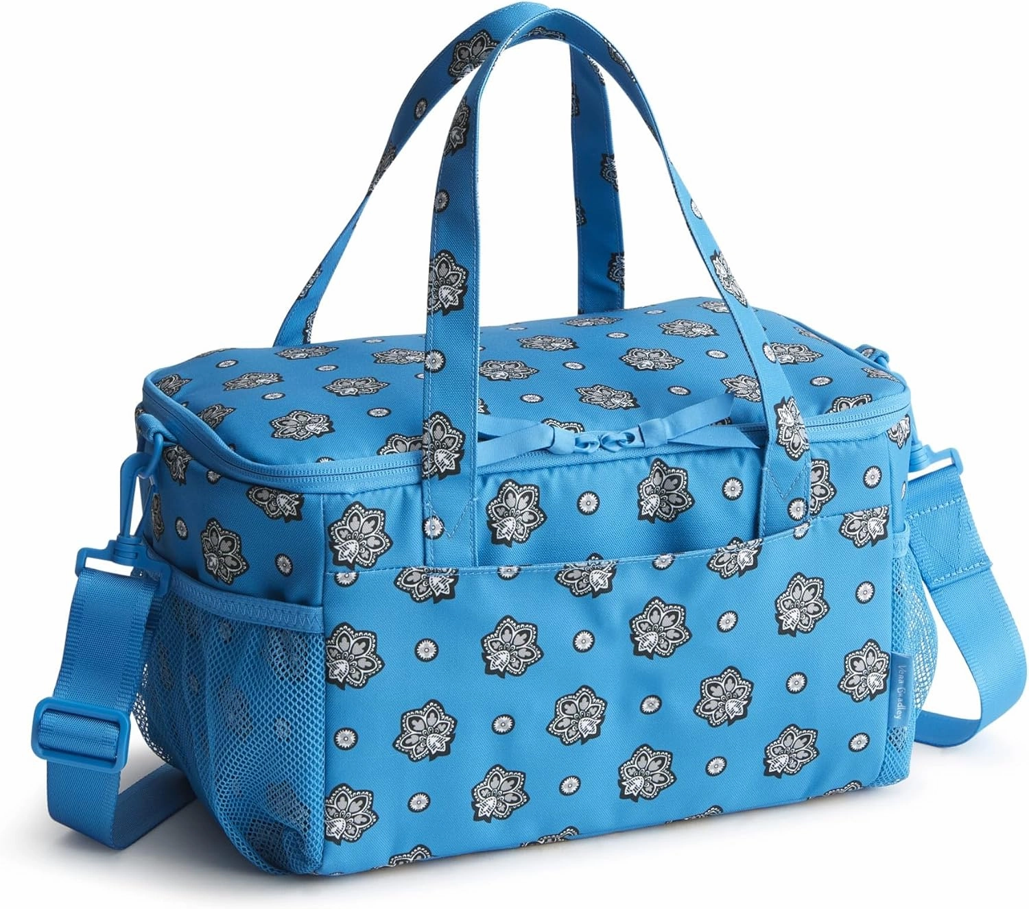 Vera Bradley Recycled Lighten Up Cooler, Blue and Silver Bandana Paisley