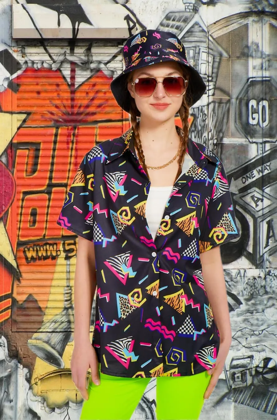 Verceco 80s 90s Outfits for Women Unisex Hip Hop Women Costume Accessory Sets Retro 90s Themed Party Outfits 7PC