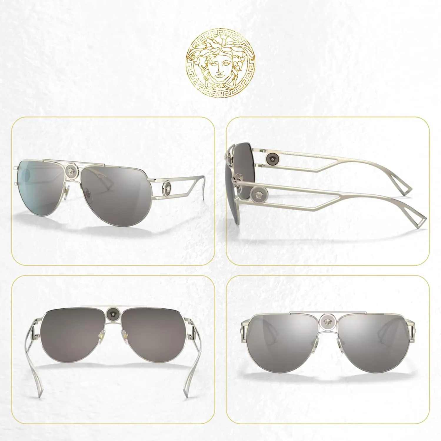 Versace VE2231 Aviator Sunglasses for Women   BUNDLE With Designer iWear Eyewear Kit
