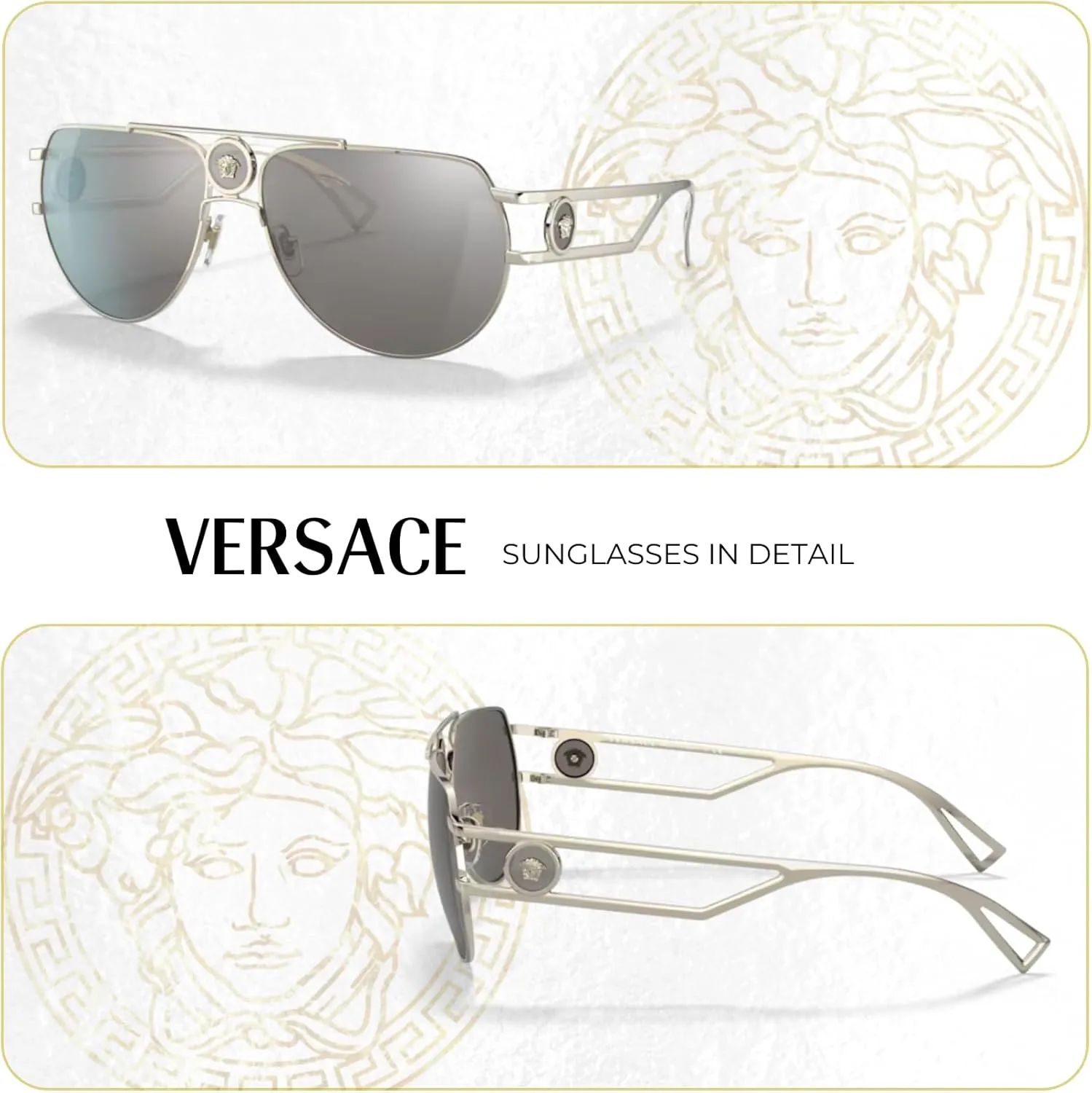 Versace VE2231 Aviator Sunglasses for Women   BUNDLE With Designer iWear Eyewear Kit