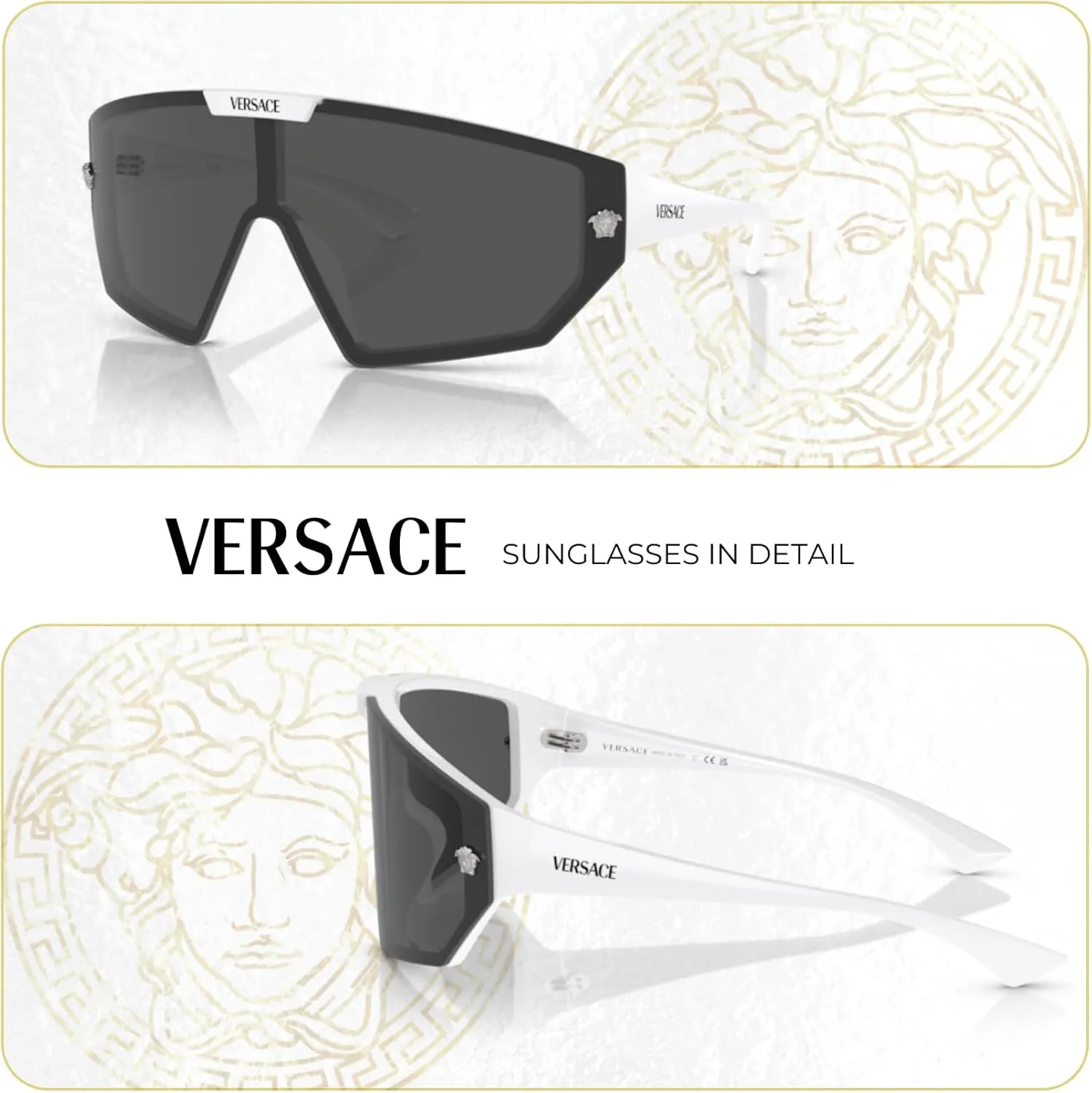 Versace VE4461 Shield Sunglasses for Men for Women  FREE SPARE Clip on Shield Lens  BUNDLE With Designer iWear Eyewear Kit