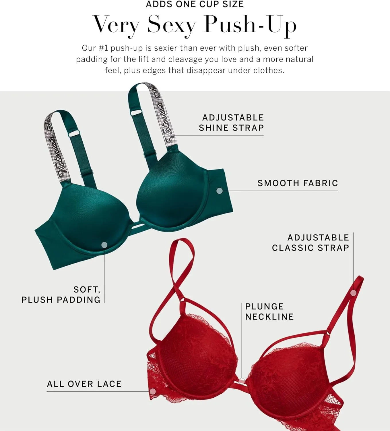 Victoria's Secret Shine Strap Push Up Bra, Bras for Women (32A-38DDD)