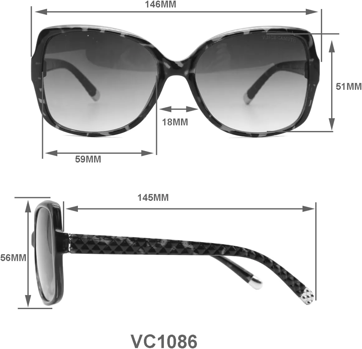 Vince Camuto Women's Vc1086 Butterfly 100% Uv Protective Rectangular Sunglasses. Luxe Gifts for Her, 59 Mm