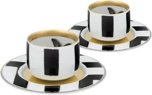 VISTA ALEGRE - Sol y Sombra by Christian Lacroix (Ref # 21118979) Porcelain Gift Box Set 2 Cofee Cups & Saucers