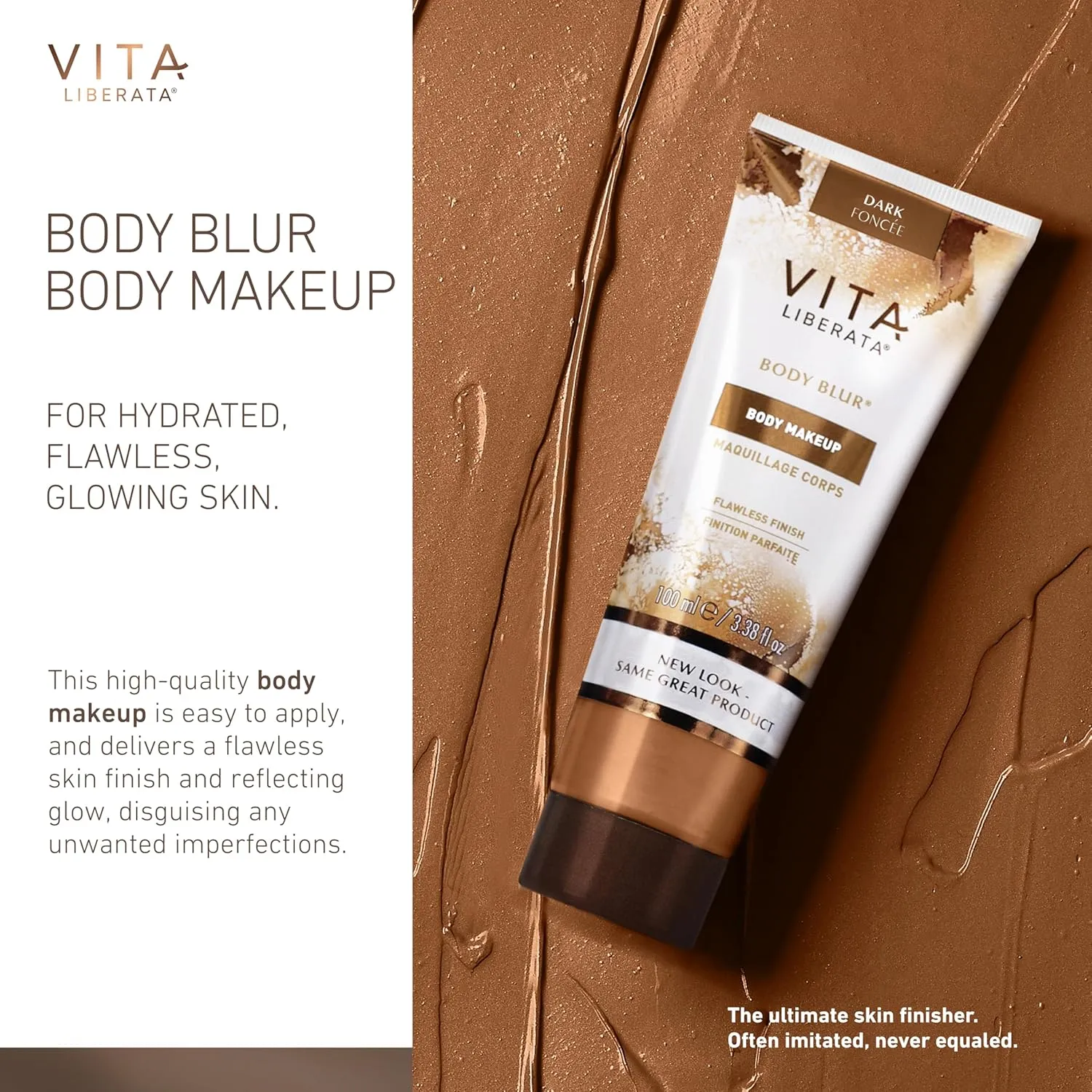 Vita Liberata Body Blur, Leg and Body Makeup. Skin Perfecting Body Foundation for Flawless Bronze, Easy Application, Radiant Glow, Evens Skin Tone, New Packaging