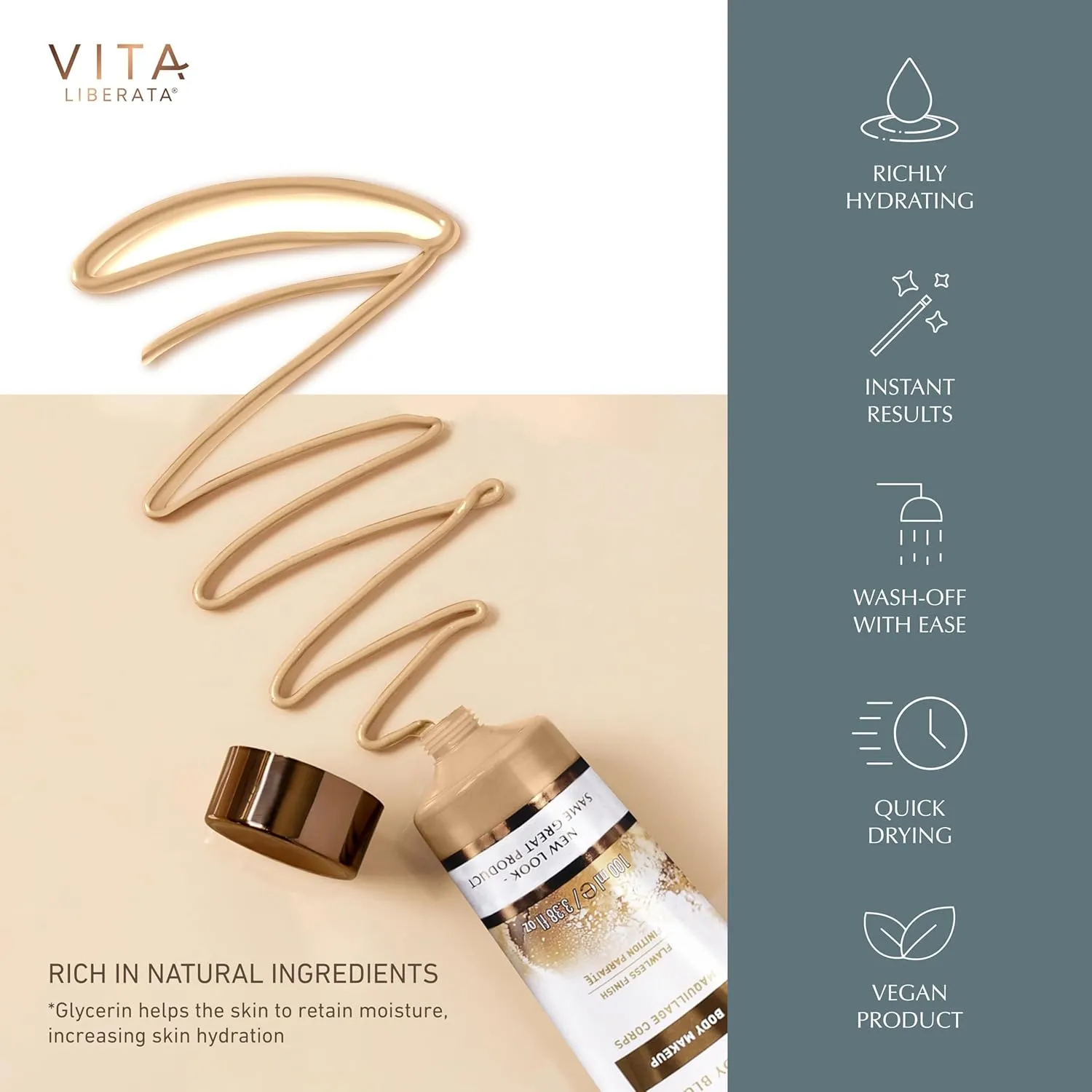 Vita Liberata Body Blur, Leg and Body Makeup. Skin Perfecting Body Foundation for Flawless Bronze, Easy Application, Radiant Glow, Evens Skin Tone, New Packaging