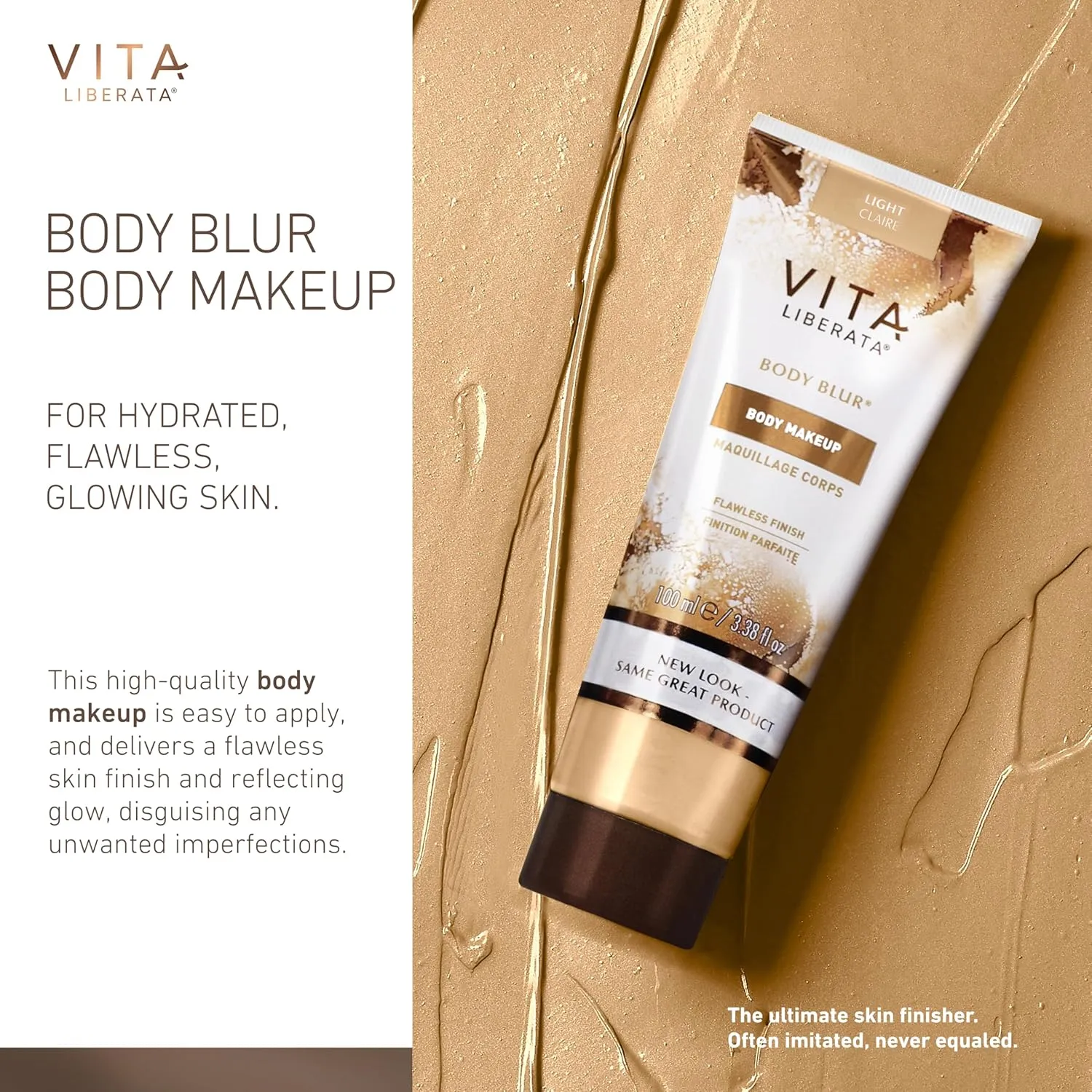 Vita Liberata Body Blur, Leg and Body Makeup. Skin Perfecting Body Foundation for Flawless Bronze, Easy Application, Radiant Glow, Evens Skin Tone, New Packaging
