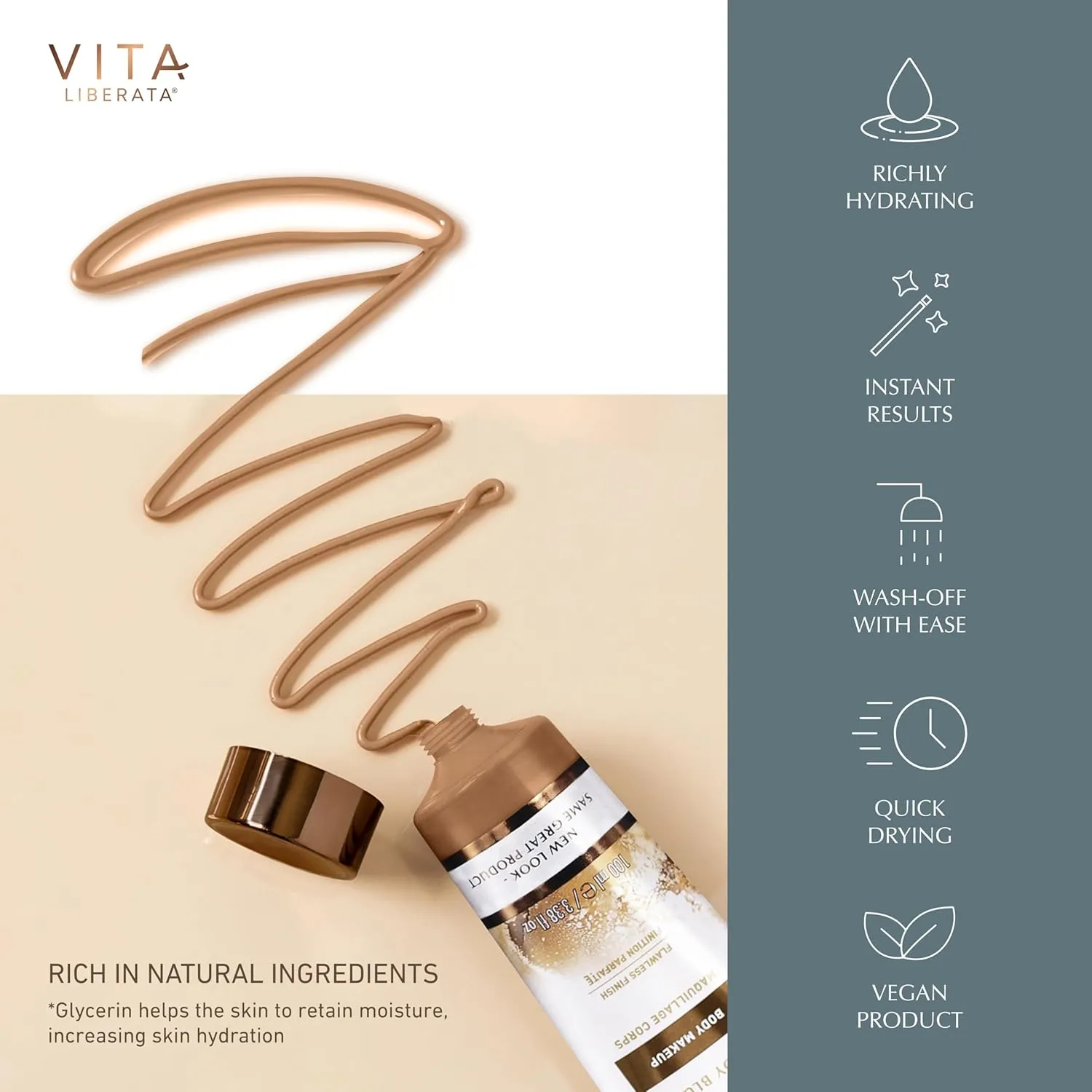 Vita Liberata Body Blur, Leg and Body Makeup. Skin Perfecting Body Foundation for Flawless Bronze, Easy Application, Radiant Glow, Evens Skin Tone, New Packaging