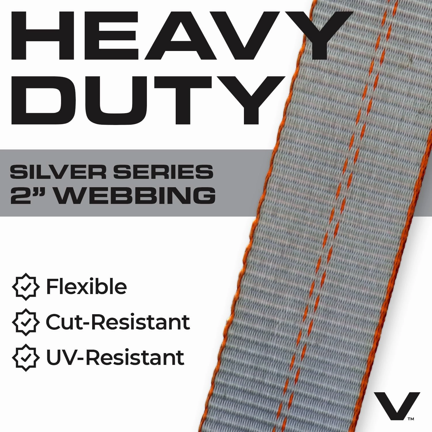 VULCAN Car Tie Down with Snap Hooks - Lasso Style - 2 Inch x 96 Inch, 4 Pack - Silver Series - 3,300 Pound Safe Working Load