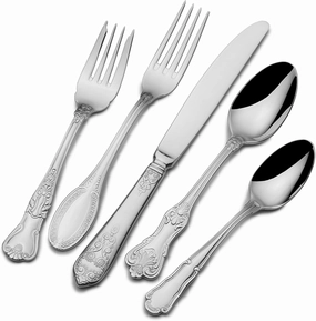 Wallace Hotel Lux 77-Piece 18/10 Stainless Steel Flatware Set, Silver, Service for 12 -