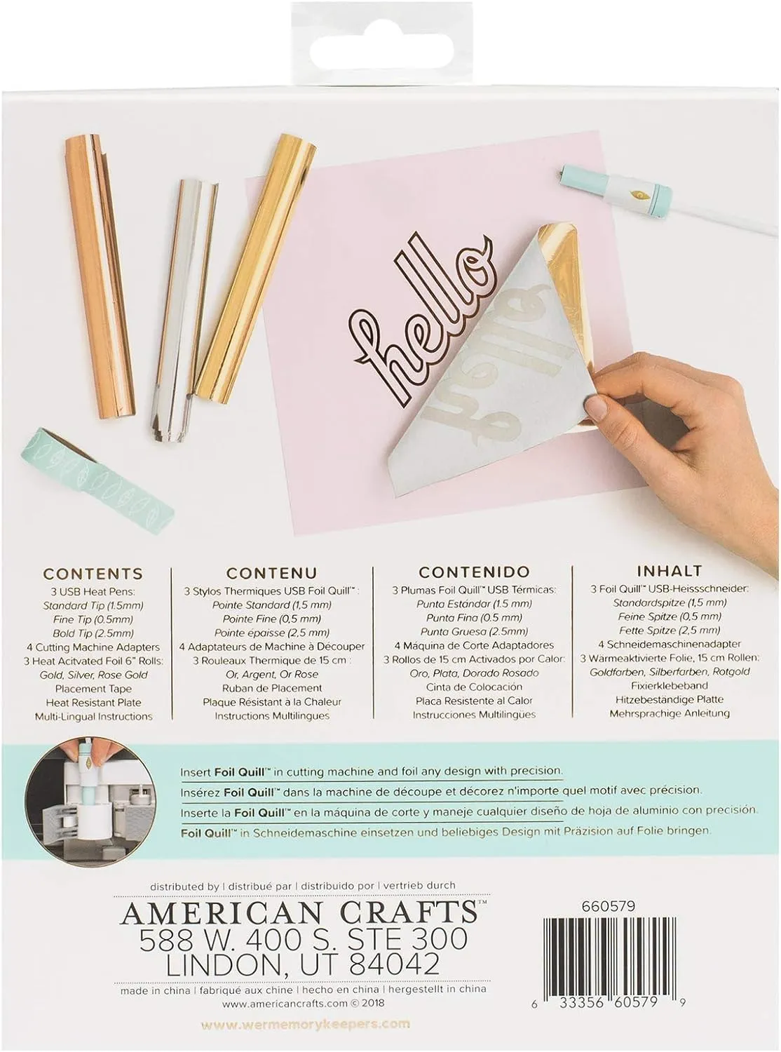We R Memory Keepers, Foil Quill Starter Kit, Includes 3 Pens, 4 Adaptors, 3 Foil Rolls, 1 Washi Tape Roll, 1 Protective Plate, Compatible with Most Die Cutting Machines, Create Foil Transfer Projects