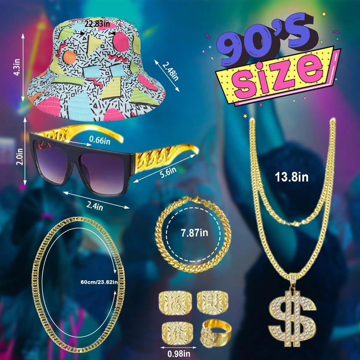 WILDPARTY 80s 90s Outfit for Men, Hip Hop Costume Button Up Blouse Tops Disco Retro Theme Party Outfit Hawaiian Vintage