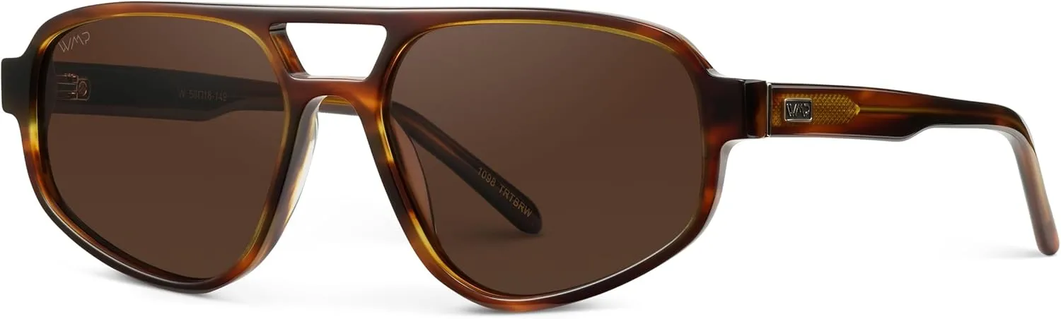 WMP Eyewear - Women’s Retro Double Bridge Aviator Sunglasses with Polarized Lenses, Lightweight Frame, & Full UV Protection