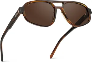 WMP Eyewear - Women’s Retro Double Bridge Aviator Sunglasses with Polarized Lenses, Lightweight Frame, & Full UV Protection