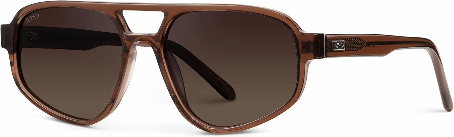 WMP Eyewear - Women’s Retro Double Bridge Aviator Sunglasses with Polarized Lenses, Lightweight Frame, & Full UV Protection