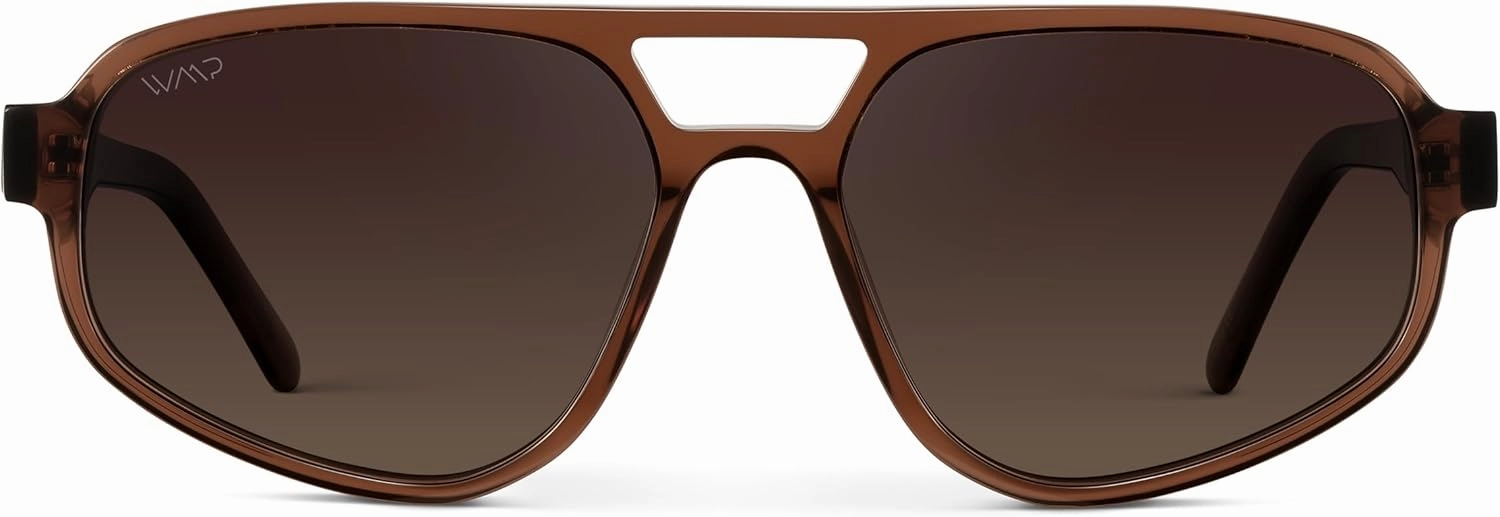 WMP Eyewear - Women’s Retro Double Bridge Aviator Sunglasses with Polarized Lenses, Lightweight Frame, & Full UV Protection