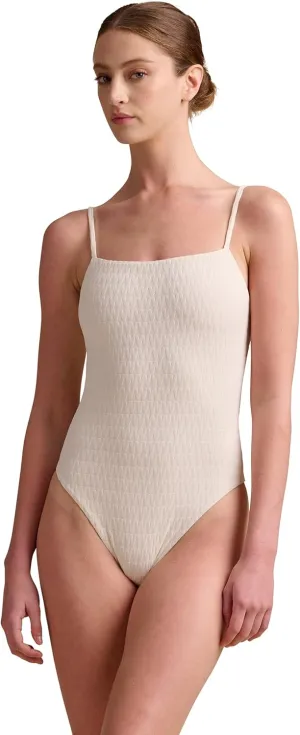 Wolford Logo Swim Beach Body for Women W Logo Shape High Cut Leg Openings Criss-Cross Back Gold Signature Beads Swimwear