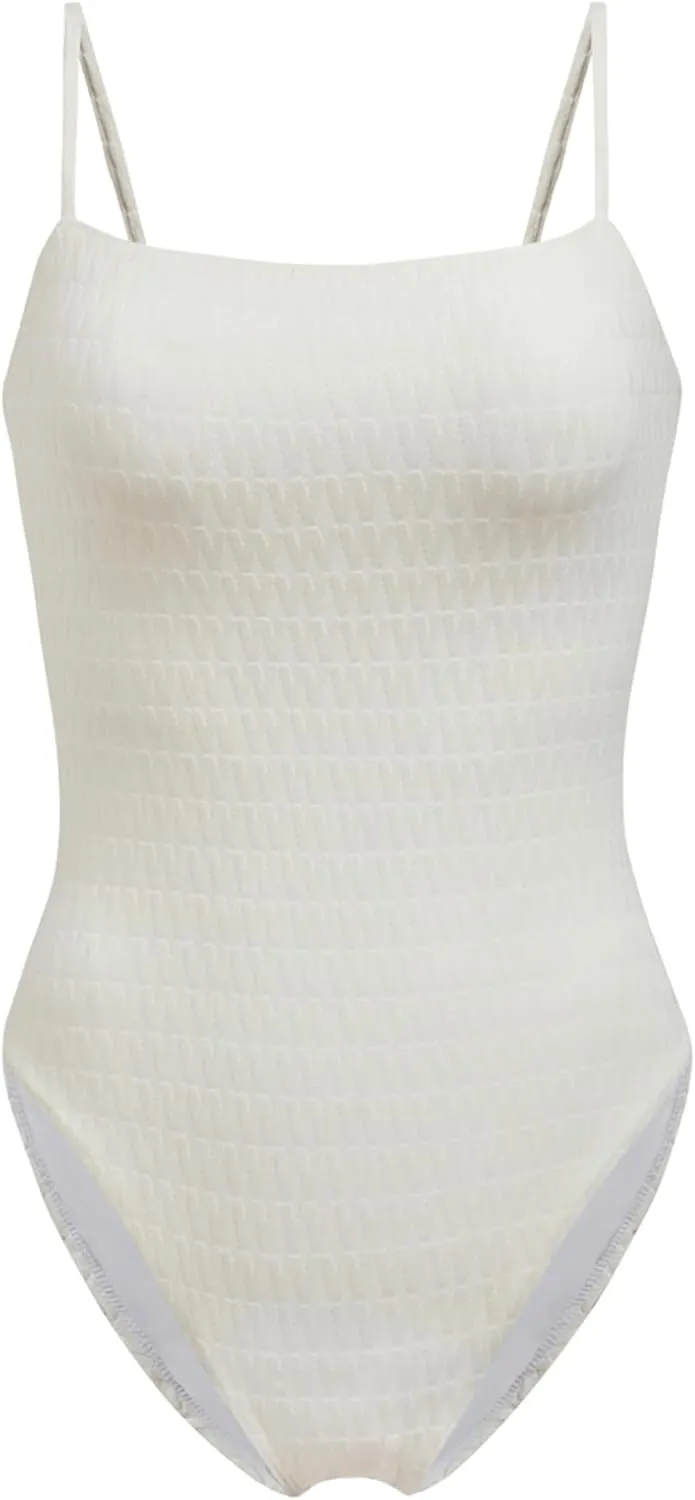 Wolford Logo Swim Beach Body for Women W Logo Shape High Cut Leg Openings Criss-Cross Back Gold Signature Beads Swimwear