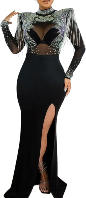 Women Long Sleeve Birthday Dresses Sexy hot Diamond Process Sexy Dress Party Club Night Dress…