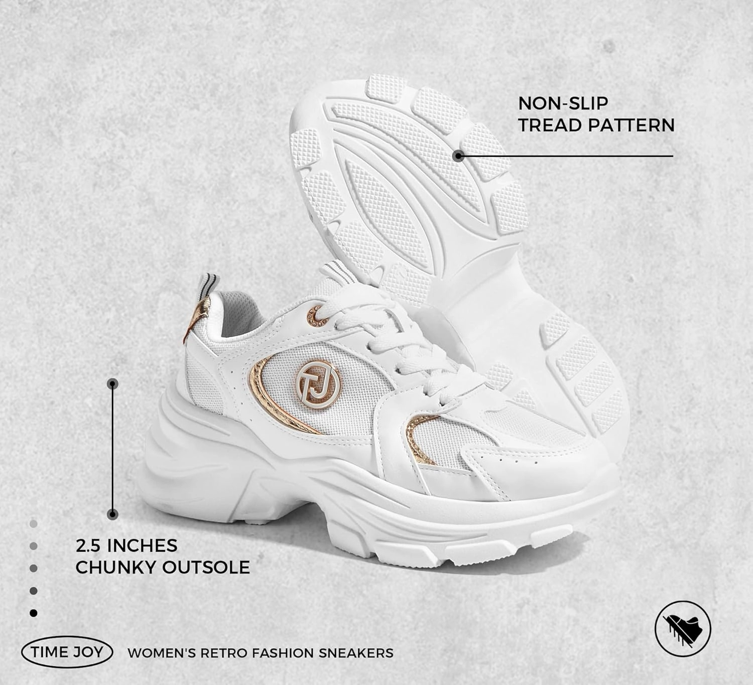 Women's Chunky Platform Sneakers Retro Dad Shoes with Recyclable Material Insole Anti-Slip Rubber Sole & Lightweight Cushion for Casual, Streetwear & Daily Outfits