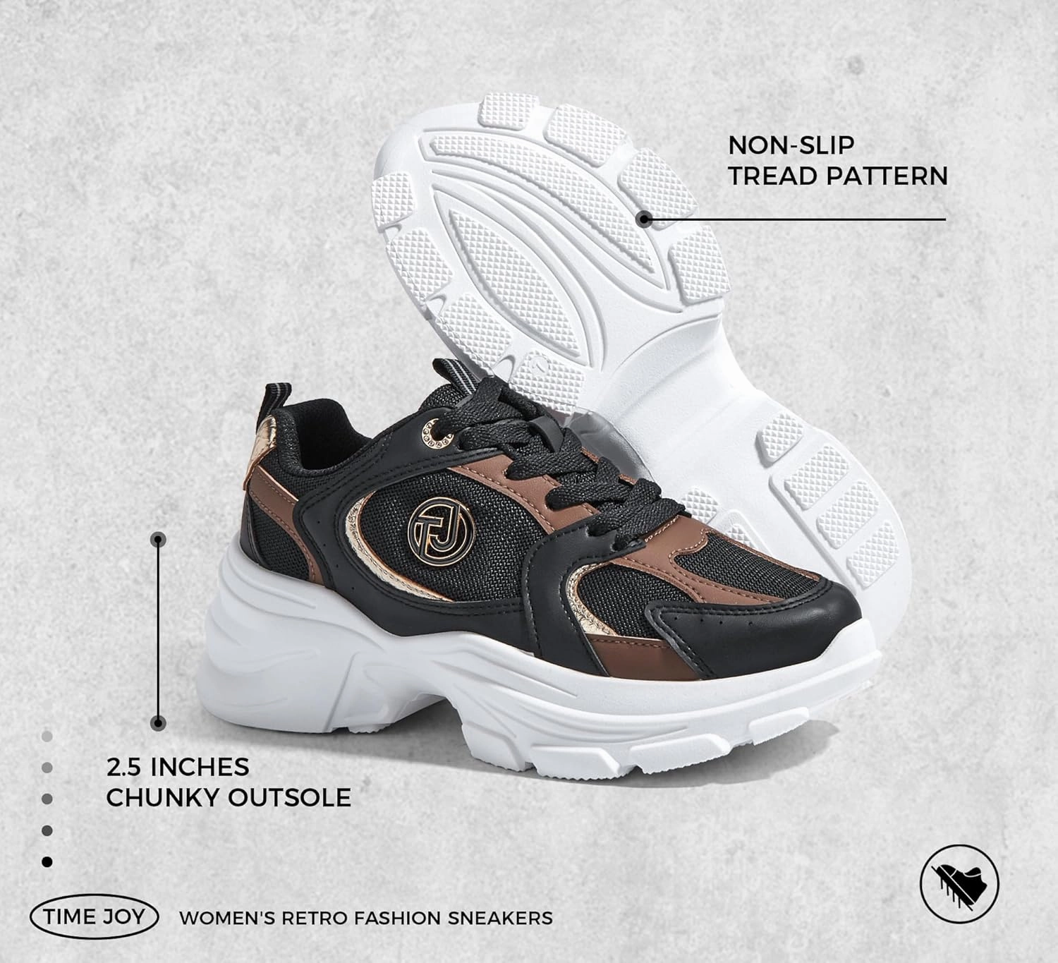 Women's Chunky Platform Sneakers Retro Dad Shoes with Recyclable Material Insole Anti-Slip Rubber Sole & Lightweight Cushion for Casual, Streetwear & Daily Outfits