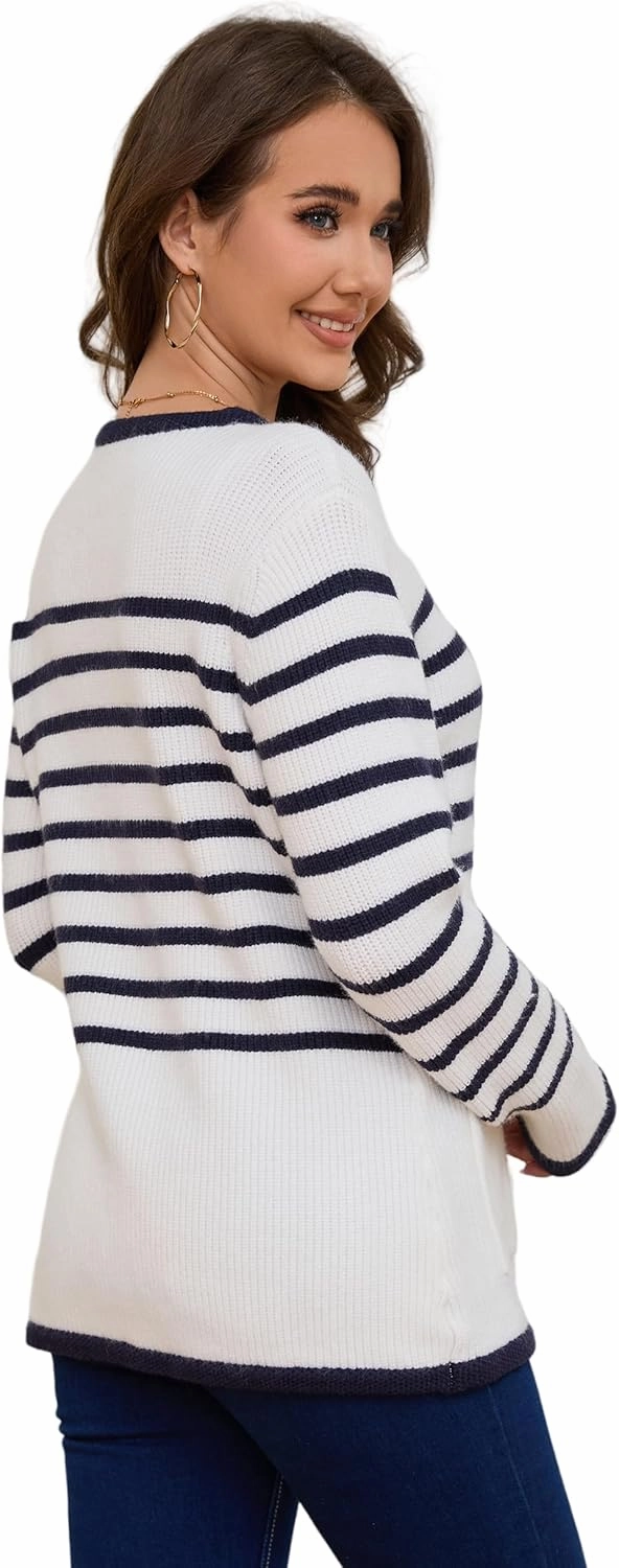 Women’s Knit Cardigan Sweaters Casual Long Sleeve Open Front Button Down Coat Trendy Winter Outerwear with Pockets,Loose Fit