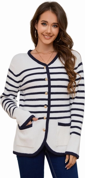 Women’s Knit Cardigan Sweaters Casual Long Sleeve Open Front Button Down Coat Trendy Winter Outerwear with Pockets,Loose Fit