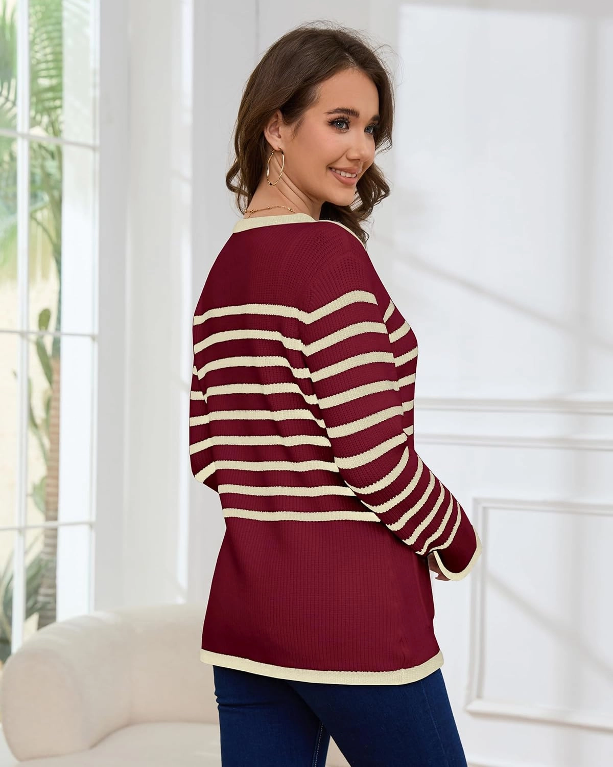 Women’s Knit Cardigan Sweaters Casual Long Sleeve Open Front Button Down Coat Trendy Winter Outerwear with Pockets,Loose Fit